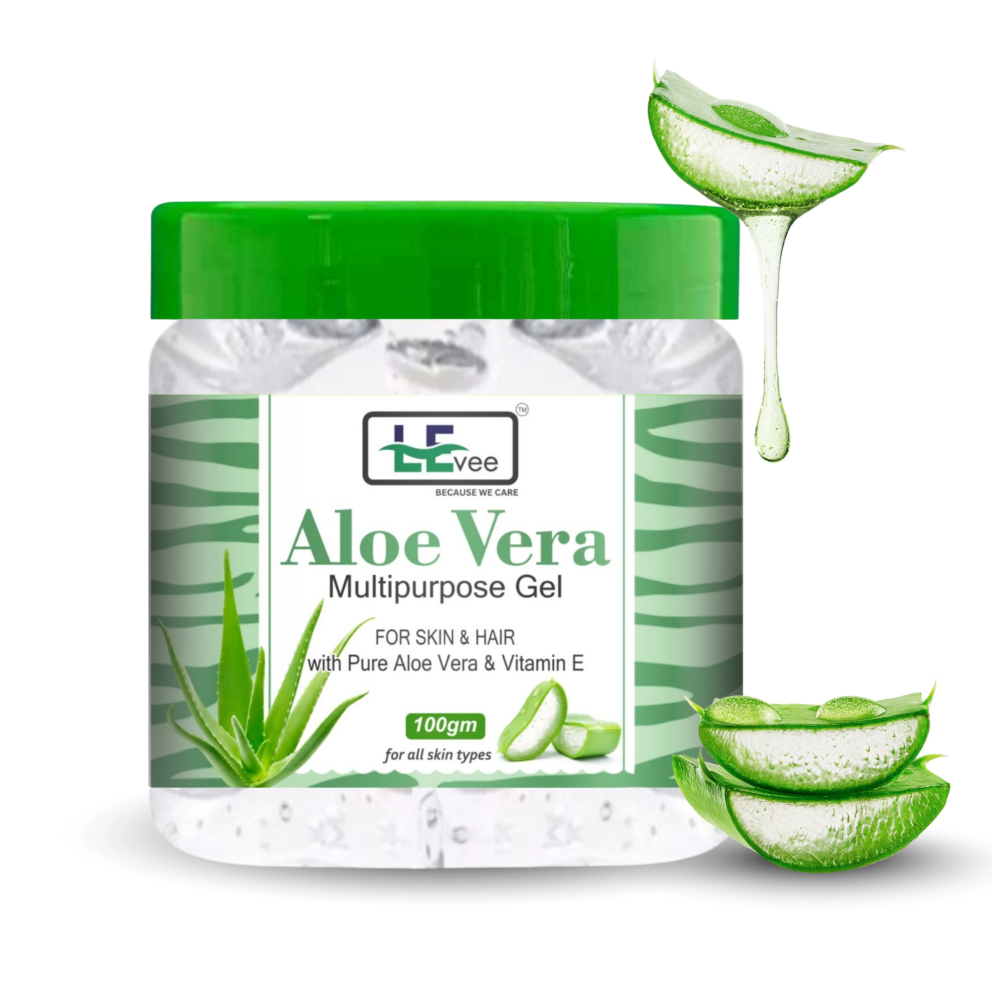 LEvee Aloe Vera Gel for Face, Hair & Skin | 99% Pure & Multipurpose  Soothing Moisturizer for Acne, Sunburn & Glowing Skin | Non-Sticky & Paraben Free | For Men & Women - 100ml